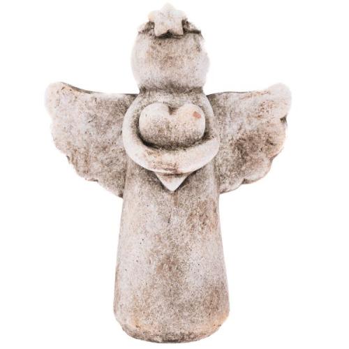 Anděl betonový se srdcem 20cm - YRA108