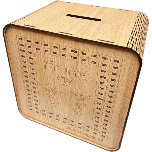 Dřevěná pokladnička škrtací 20x20cm buk - Na nové kozy