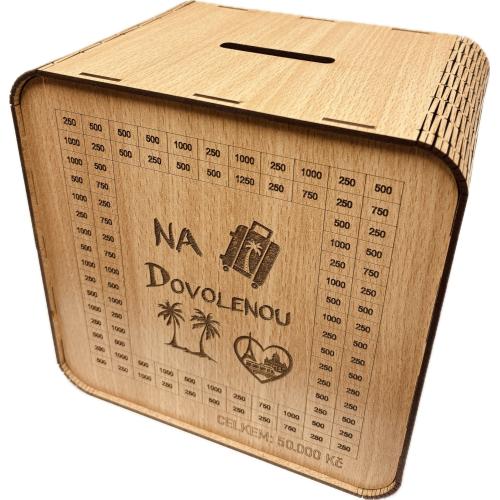 Dřevěná pokladnička škrtací 20x20cm buk - Na dovolenou