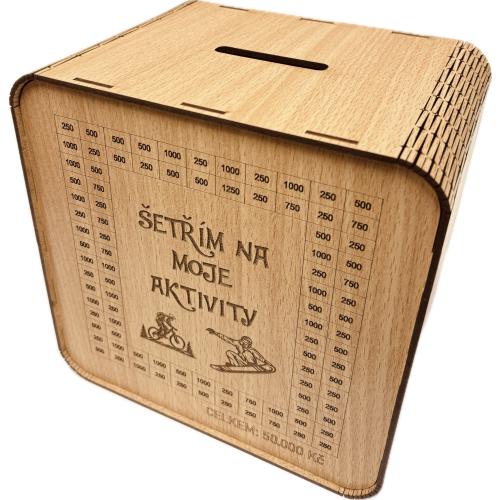 Dřevěná pokladnička škrtací 20x20cm buk - Na moje aktivity