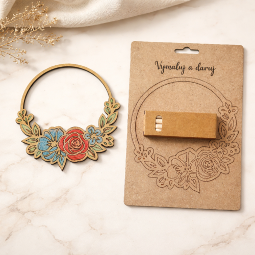 Cedulka k vybarvení + pastelky 15x21cm - Růže