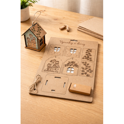 Cedulka k vybarvení + pastelky 21x30cm - Domek rodina