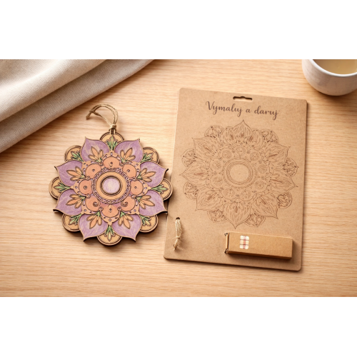 Cedulka k vybarvení + pastelky 21x30cm - Mandala