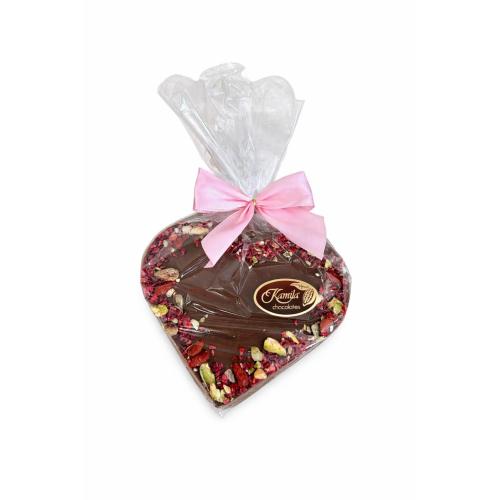 Čokoláda srdce 100g mléčná - ořechy a malina