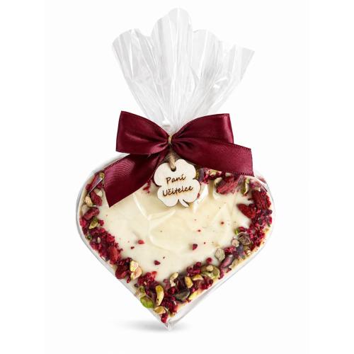 Čokoláda srdce 100g bílá - Paní učitelce