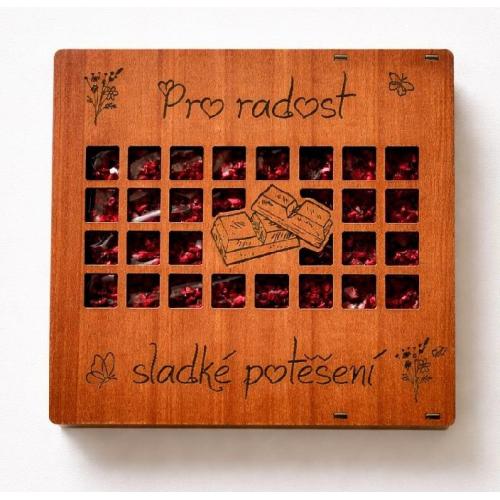 Čokoláda 100g sypaná v dřevěné krabičce - Pro radost