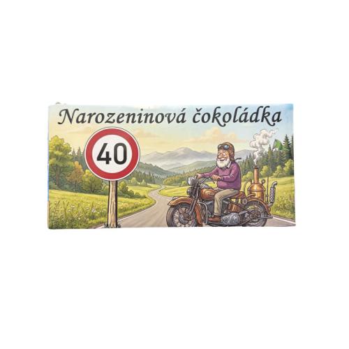 Čokoláda s nápisem 100g - 40 chlap na motorce