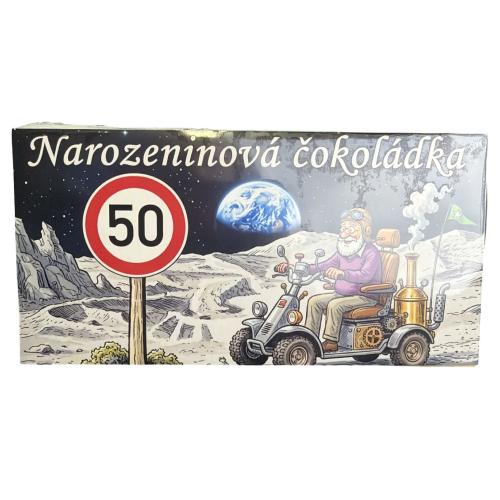 Čokoláda s nápisem 100g - 50 chlap v autě