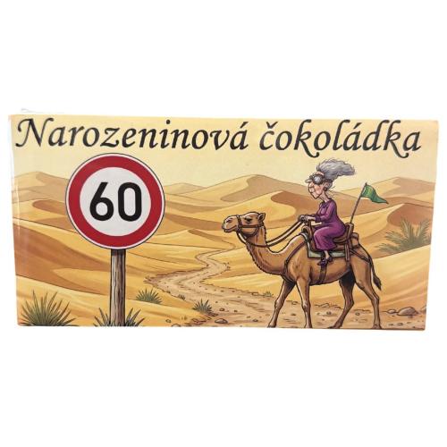 Čokoláda s nápisem 100g - 60 žena na poušti