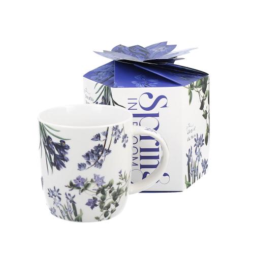 Porcelánový hrnek v boxu 400ml - Modré květy
