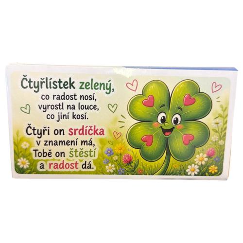 Čokoláda 100g - Čtyřlístek zelený srdce
