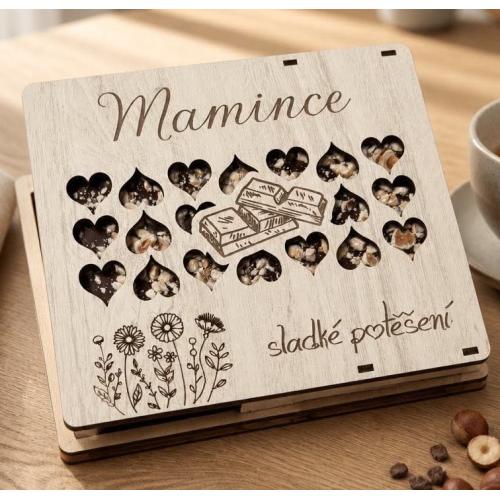 Čokoláda 100g sypaná v dřevěné krabičce - Mamince