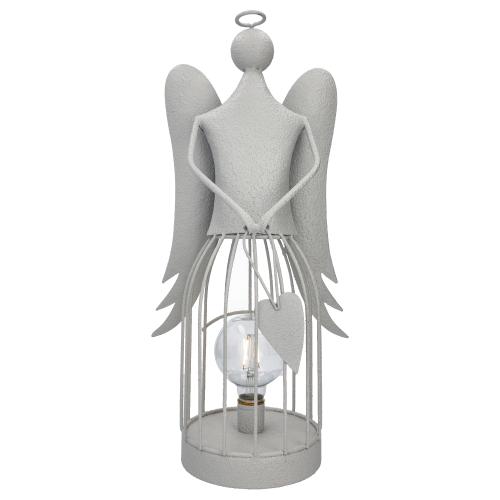 Anděl kovový s led žárovkou bílý 47cm - RIM233