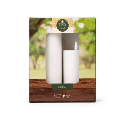 Led svíčka 2ks. bílá 7,5x12,5/ 7,5x17 cm - PAX6822