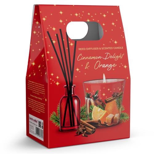 Dárkový box difuzer 50ml svíčka 115g - Cinnamon Delight & Orange