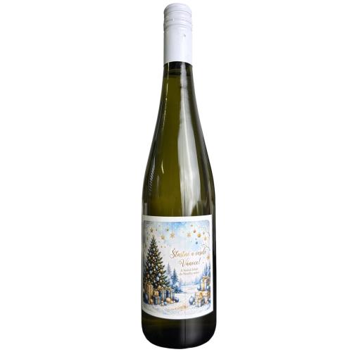 Víno etiketa 750ml - Šťastné a Veselé Vánoce dárky