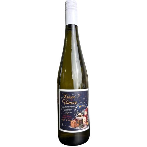 Víno etiketa 750ml - Krásné Vánoce Sněhulák