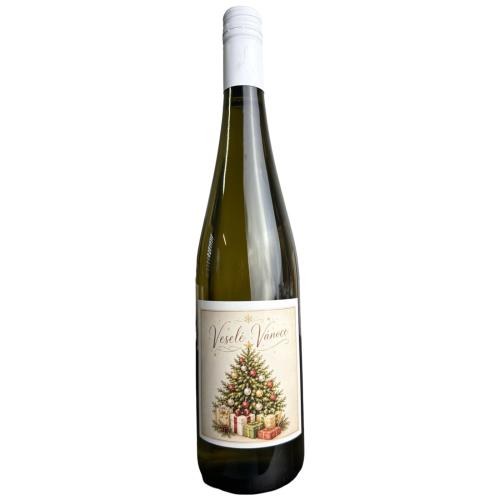 Víno etiketa 750ml - Veselé Vánoce Stromek