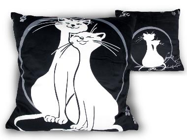 Polštář 45 cm x 45 cm kočka bílá , černá