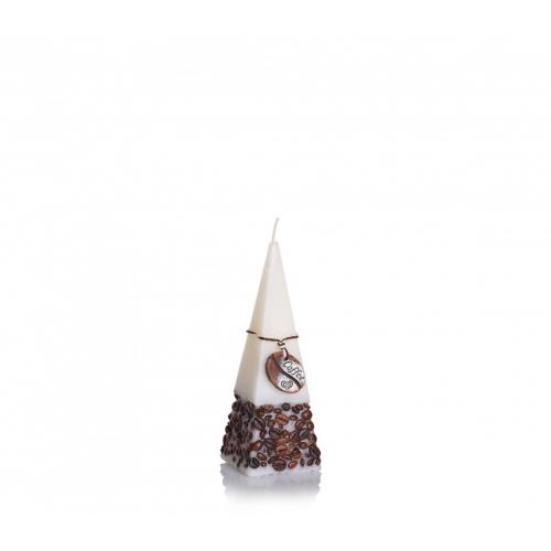 Svíčka pyramida coffe 50x150 - Bílá