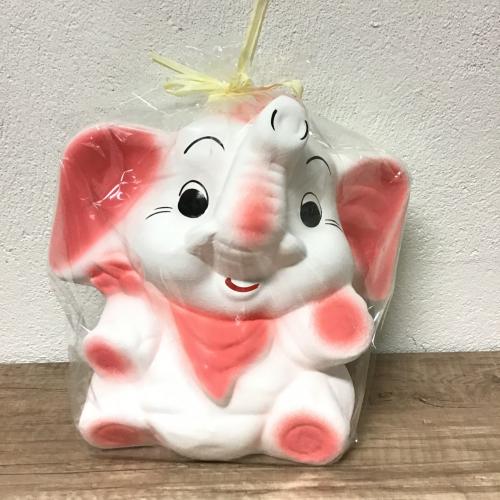 Keramická pokladna slon Střední 20x18cm - Růžovo/Bílý